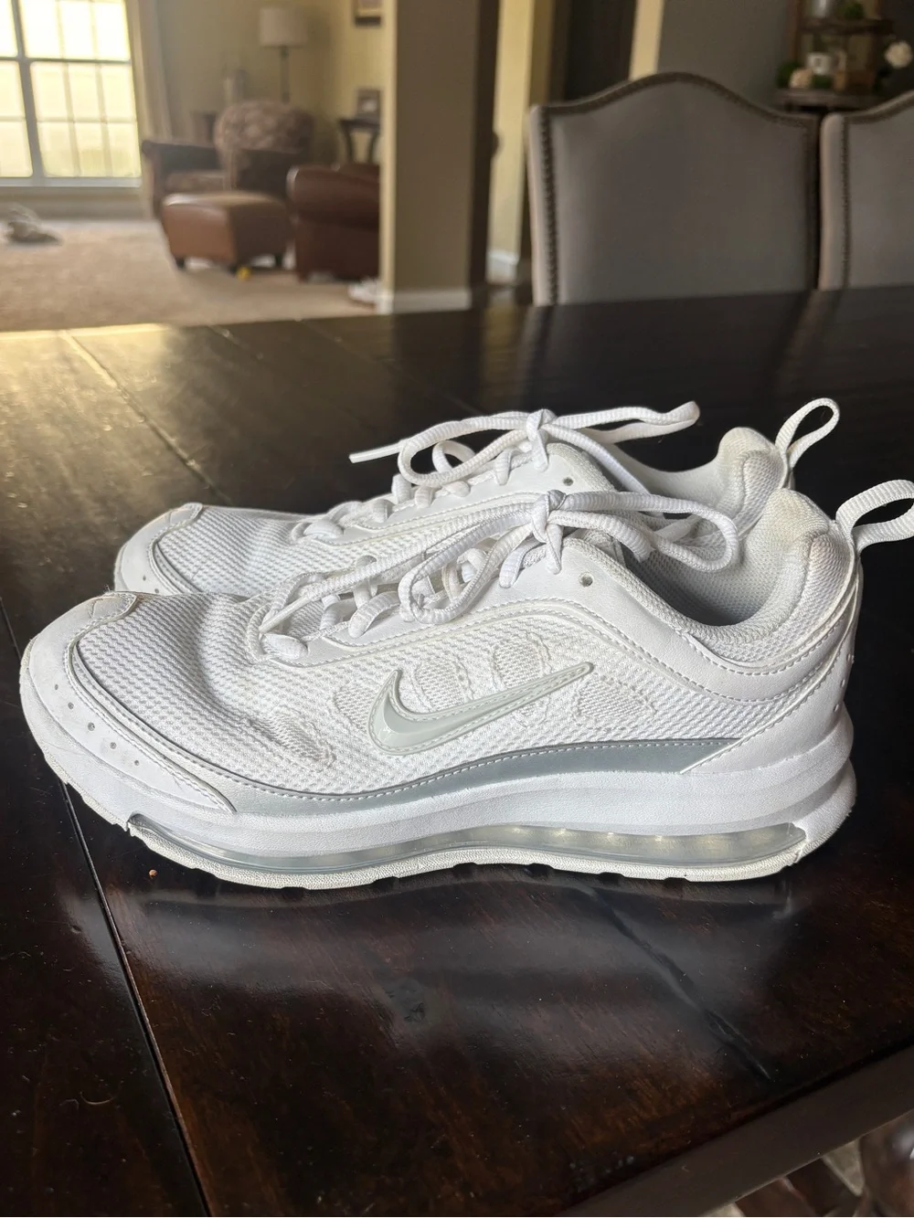 Nike White and Silver Air Max AP  Low-Top Women’s Sneakers Size 8.5